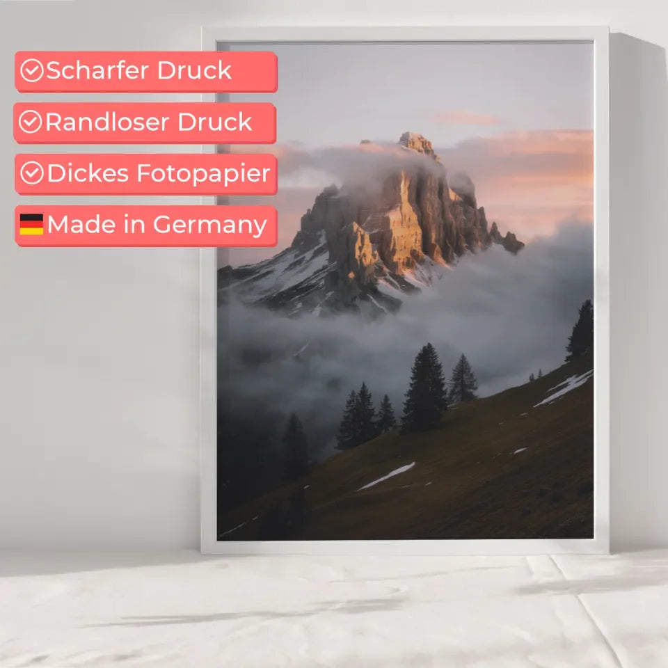 Atemberaubendes Poster Dolomiten goldene Stunde Berggipfel Natur