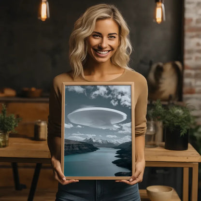 Türkisfarbener See mit Wolkenformation Landschafts Poster für jedes Zimmer