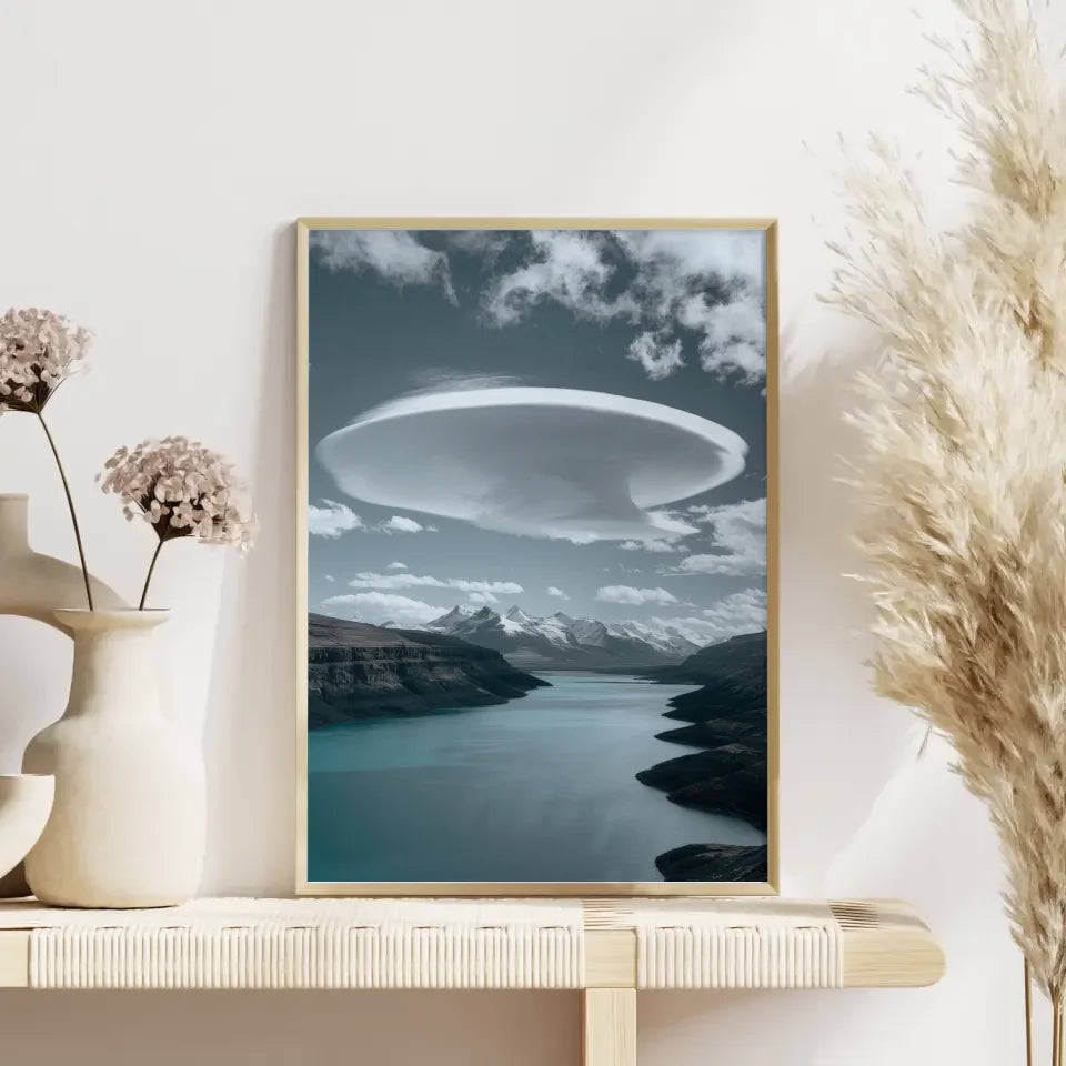 Türkisfarbener See mit Wolkenformation Landschafts Poster für jedes Zimmer
