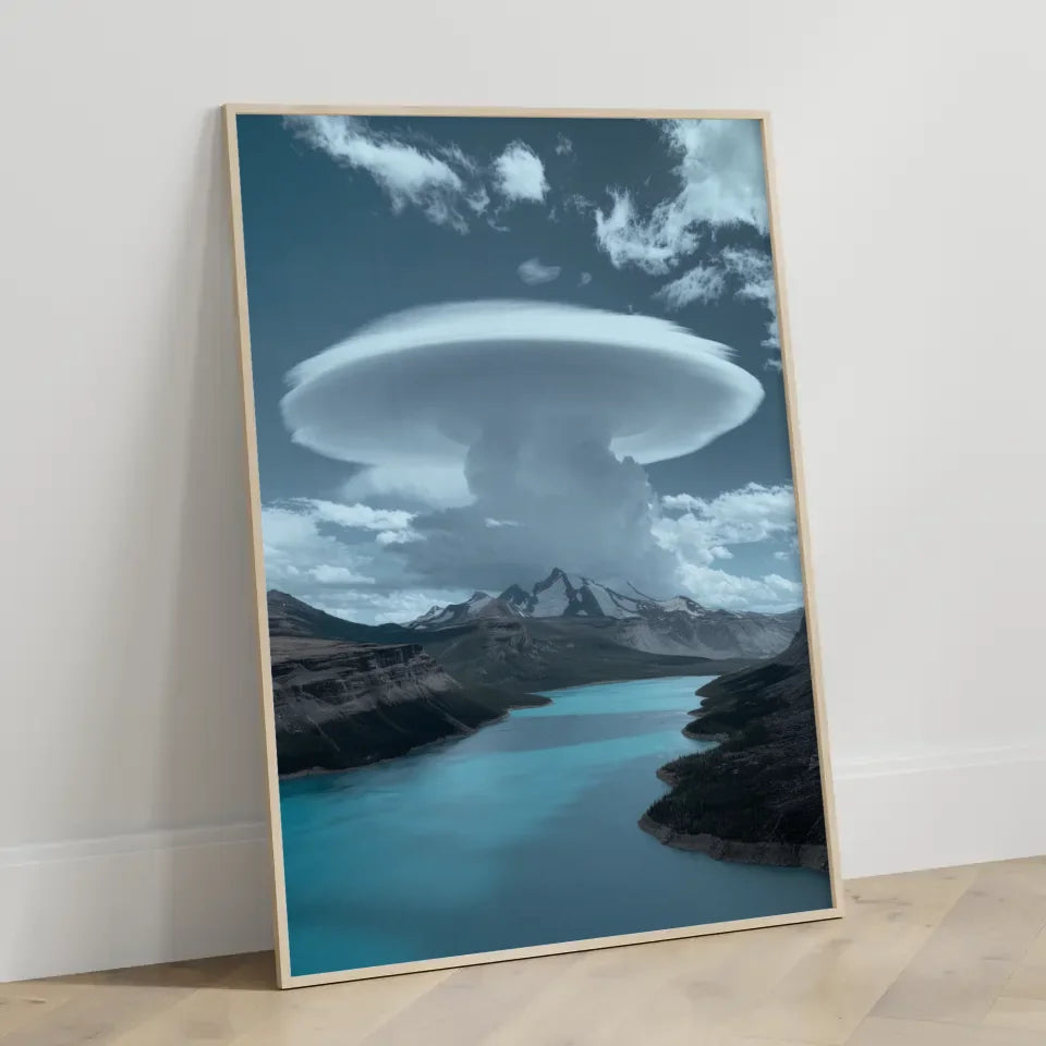 Poster mit türkisfarbenem See und einzigartiger Wolkenformation