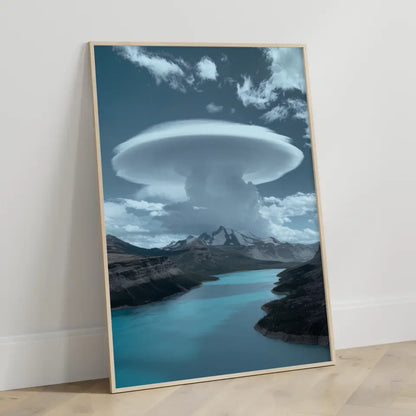 Poster mit türkisfarbenem See und einzigartiger Wolkenformation