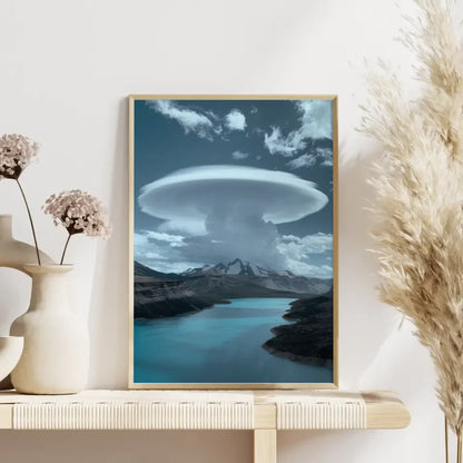 Poster mit türkisfarbenem See und einzigartiger Wolkenformation