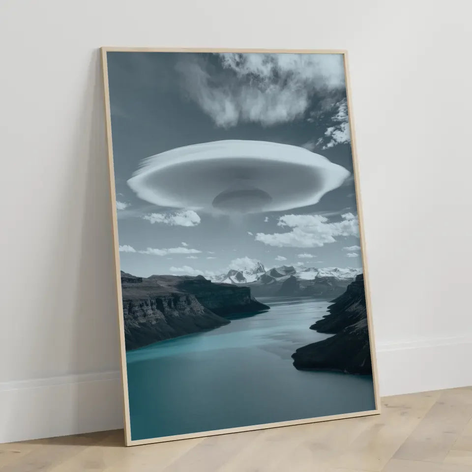 Türkisfarbener See mit Wolkenformation Landschafts Poster für jedes Zimmer