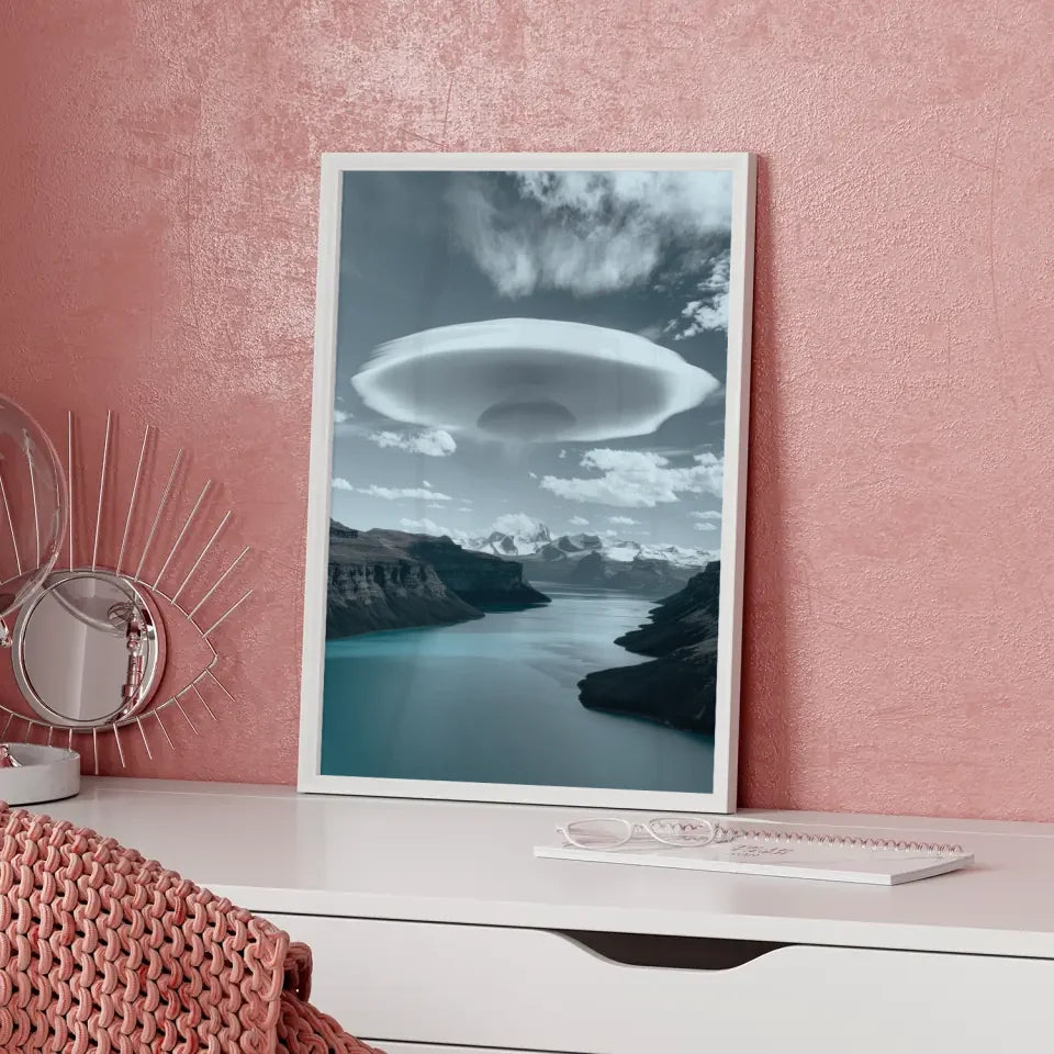 Türkisfarbener See mit Wolkenformation Landschafts Poster für jedes Zimmer