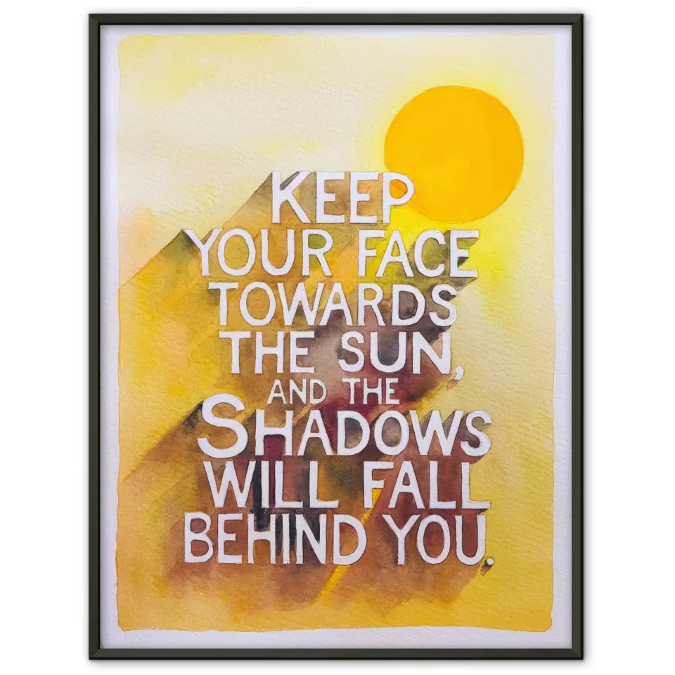 Inspirierendes Poster mit Aquarellsonne und motivierendem Zitat