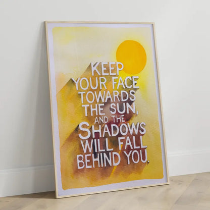 Inspirierendes Poster mit Aquarellsonne und motivierendem Zitat