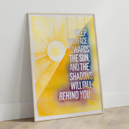 Inspirierendes Poster mit Aquarellsonne und motivierendem Zitat