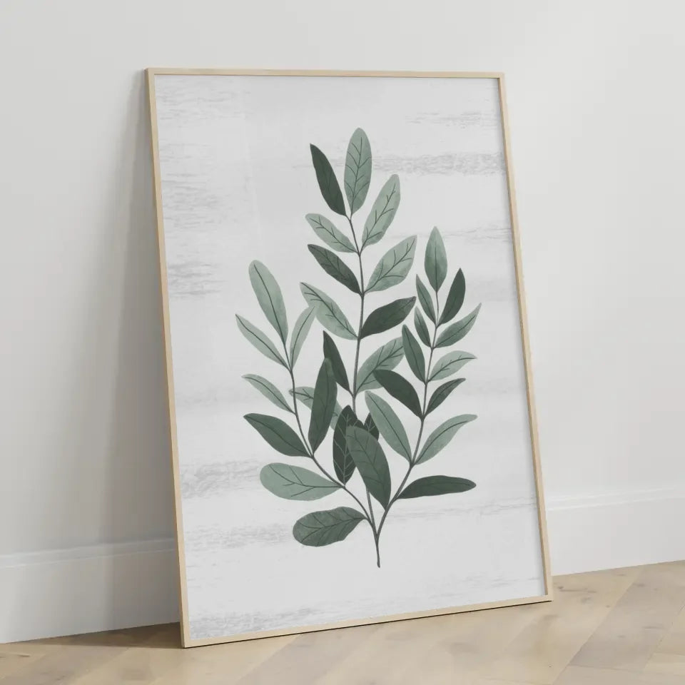 Poster mit grünen Blättern auf weißem Hintergrund für Naturfreunde