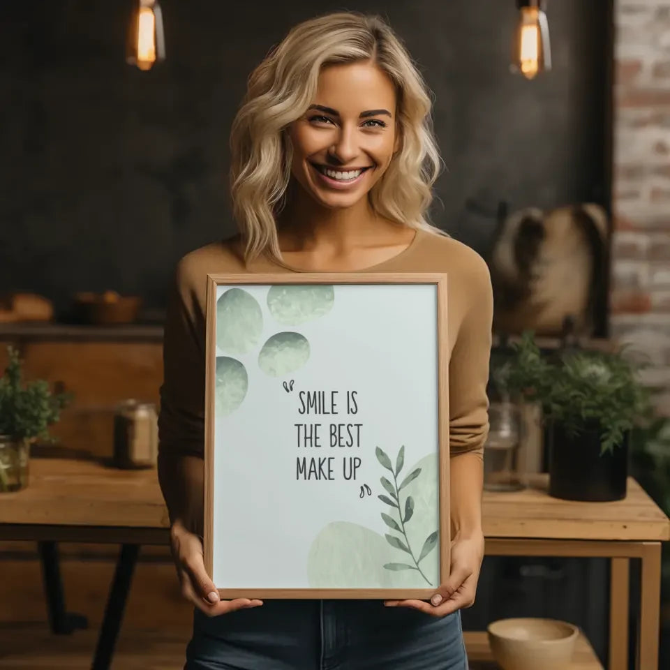 Beruhigendes Poster mit Blumen und Zitat für mehr Selbstvertrauen