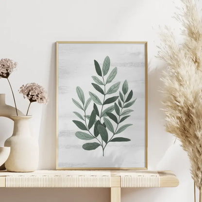 Poster mit grünen Blättern auf weißem Hintergrund für Naturfreunde