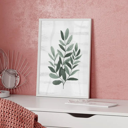 Poster mit grünen Blättern auf weißem Hintergrund für Naturfreunde