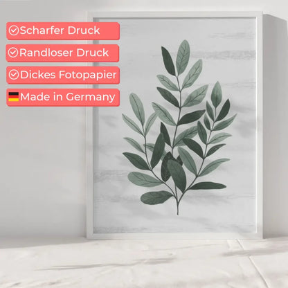 Poster mit grünen Blättern auf weißem Hintergrund für Naturfreunde