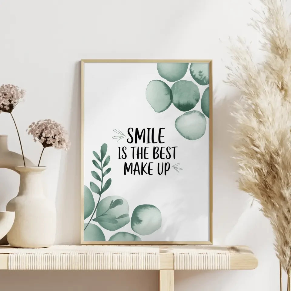 Inspirierendes Poster mit Blumen und Zitat für mehr Gelassenheit