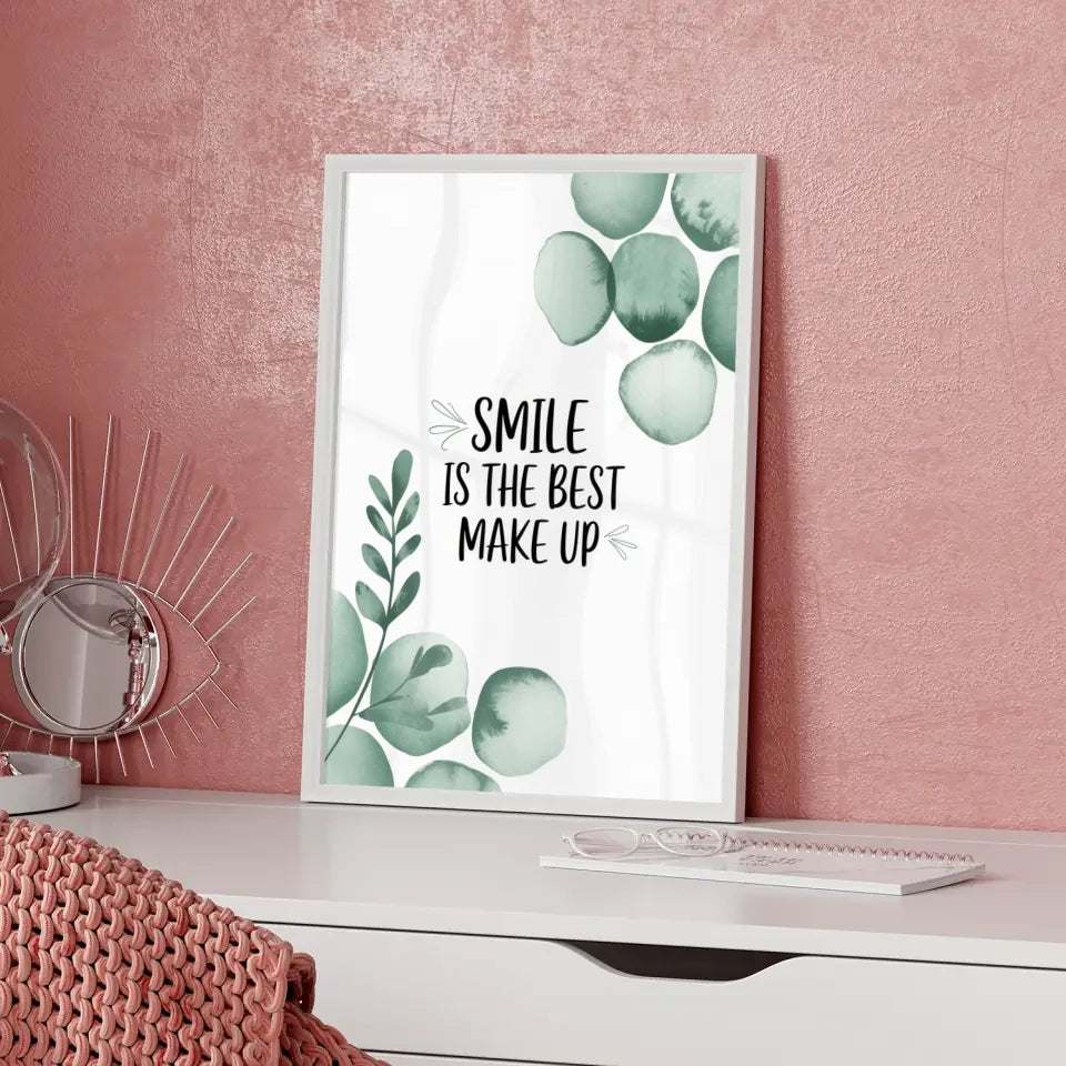 Inspirierendes Poster mit Blumen und Zitat für mehr Gelassenheit