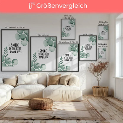 Inspirierendes Poster mit Blumen und Zitat für mehr Gelassenheit