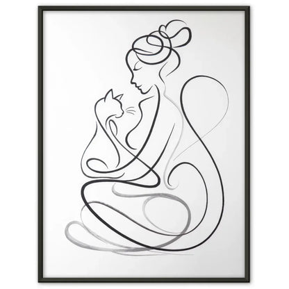 Ästhetisches Poster mit Frau und Katze in harmonischer Umarmung
