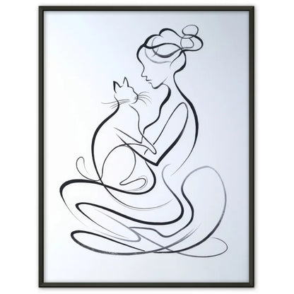 Ästhetisches Poster mit Frau und Katze in harmonischer Umarmung