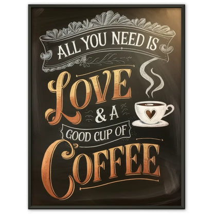 Gemütliches Poster mit Kaffee Zitat in edlen Bronze und Goldfarben