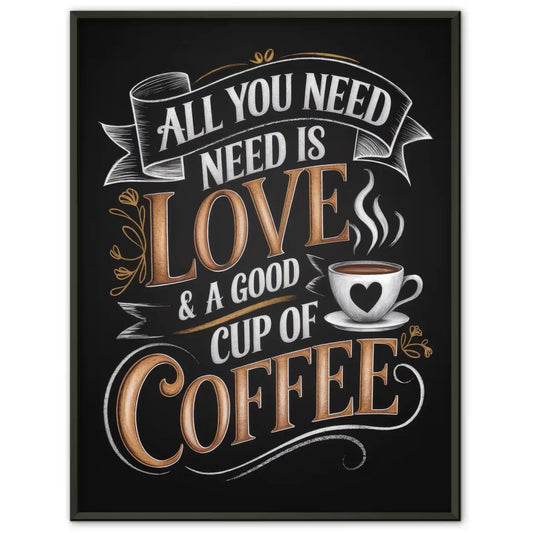 Gemütliches Poster mit Kaffee Zitat in edlen Bronze und Goldfarben