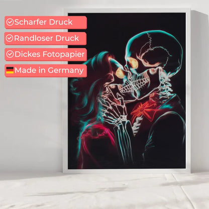 Romantischer Neon Schädel Poster für leidenschaftliche Kunstliebhaber