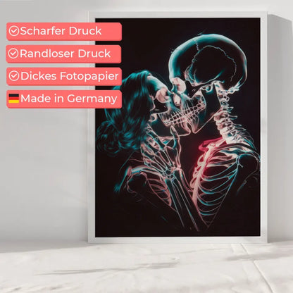 Romantischer Neon Schädel Poster für leidenschaftliche Kunstliebhaber