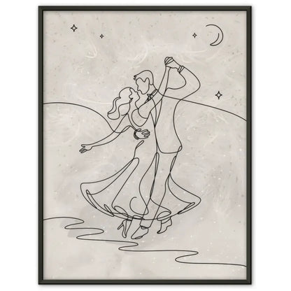 Minimalistisches Poster Paar unter sternenklarem Nachthimmel tanzen
