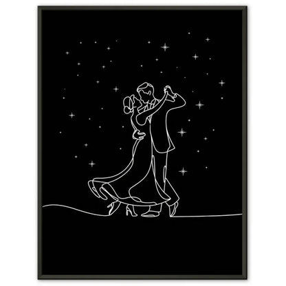 Poster minimalistische Strichzeichnung romantisches Paar unter Sternen
