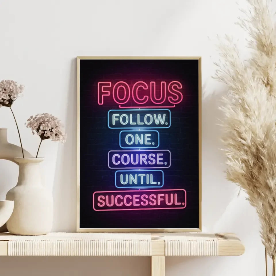 Fesselndes Poster mit Neonlicht Fokus Zitat für Inspiration und Motivation