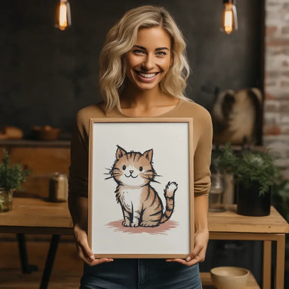 Niedlicher Katzen Poster mit skurriler Illustration für ein gemütliches Zuhause