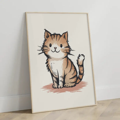 Niedlicher Katzen Poster mit skurriler Illustration für ein gemütliches Zuhause