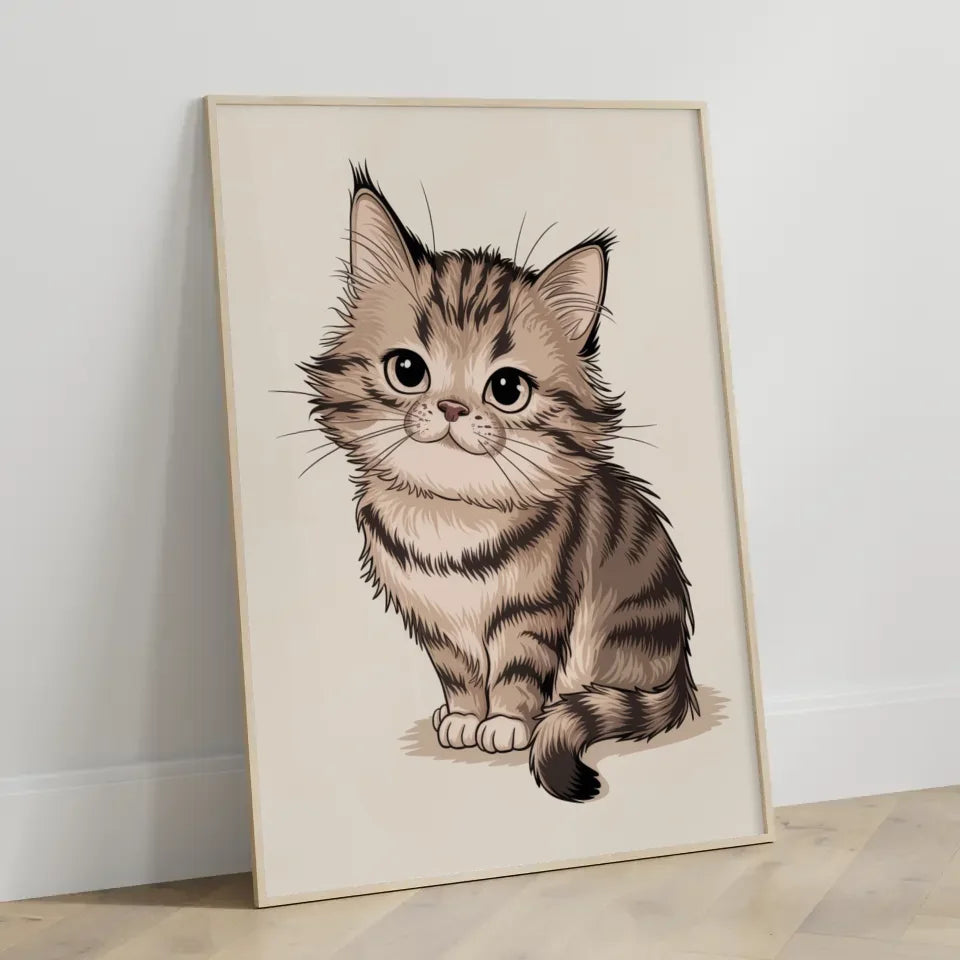 Skurrile Katze Poster mit flauschigem Fell und einladendem Design