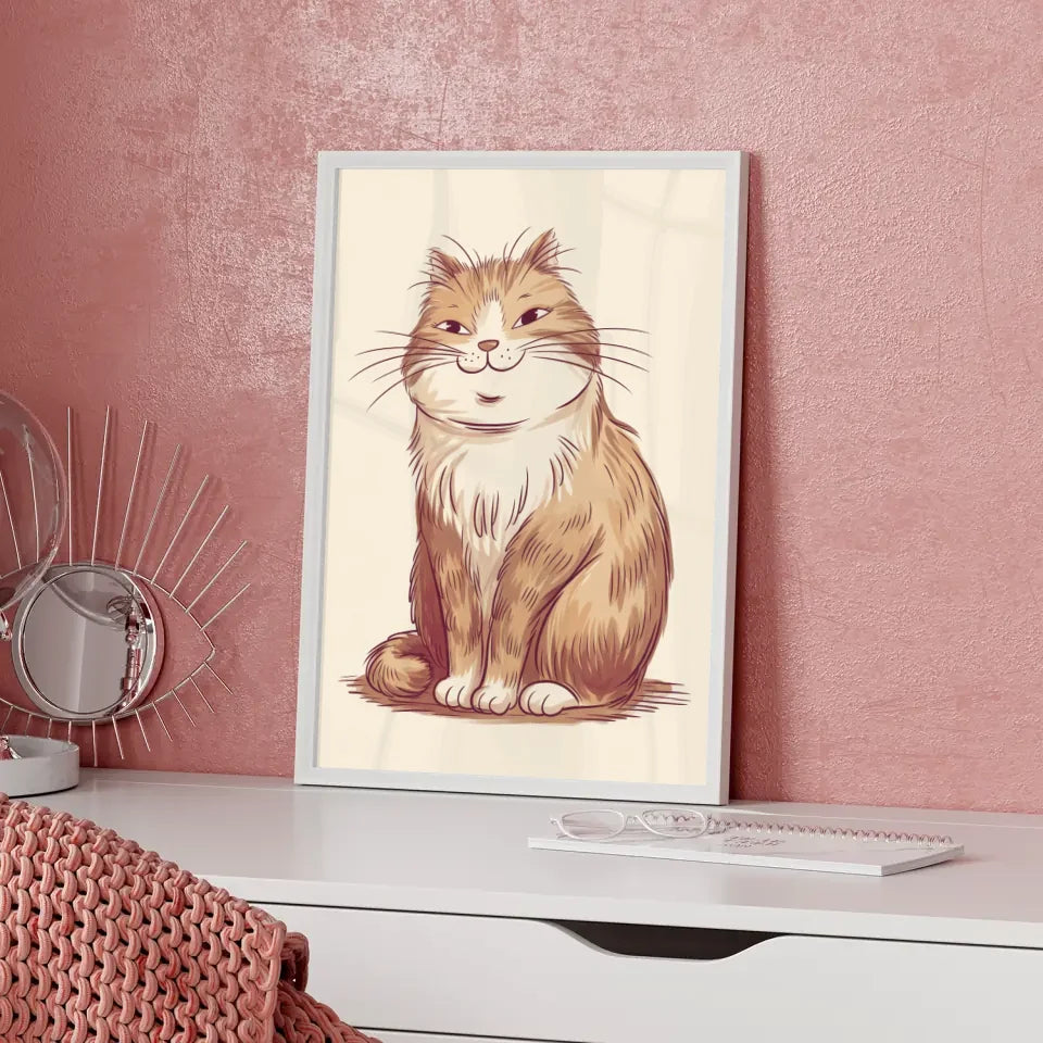 Skurrile Katze Poster mit flauschigem Fell und einladendem Design