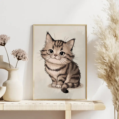 Skurrile Katze Poster mit flauschigem Fell und einladendem Design