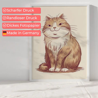 Skurrile Katze Poster mit flauschigem Fell und einladendem Design