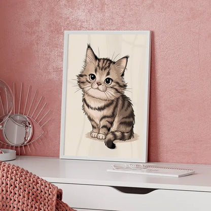 Skurrile Katze Poster mit flauschigem Fell und einladendem Design