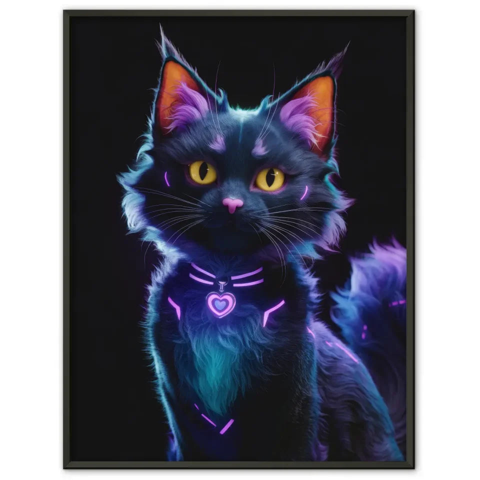 Düstere Fantasy Katze Poster mit lebendigem Design für Katzenliebhaber