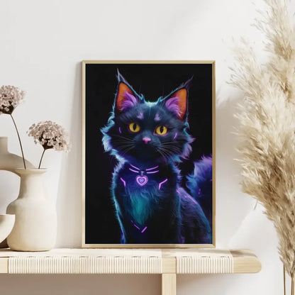 Düstere Fantasy Katze Poster mit lebendigem Design für Katzenliebhaber