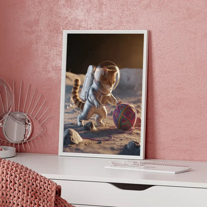 Katzen Astronaut Poster im filmischen Design für Katzenliebhaber