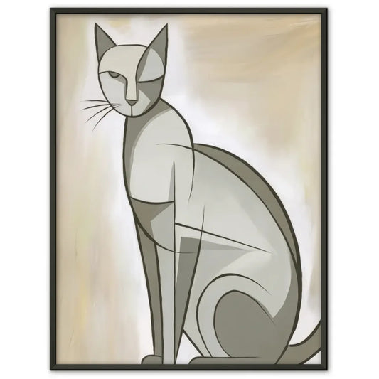 Minimalistisches Katzen Poster in neutralen Grau- und Beigetönen