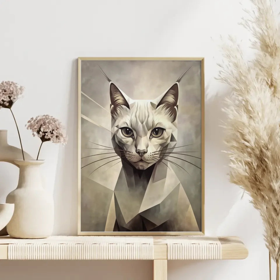 Kreatives Katzenporträt Poster für stilvolle Raumgestaltung
