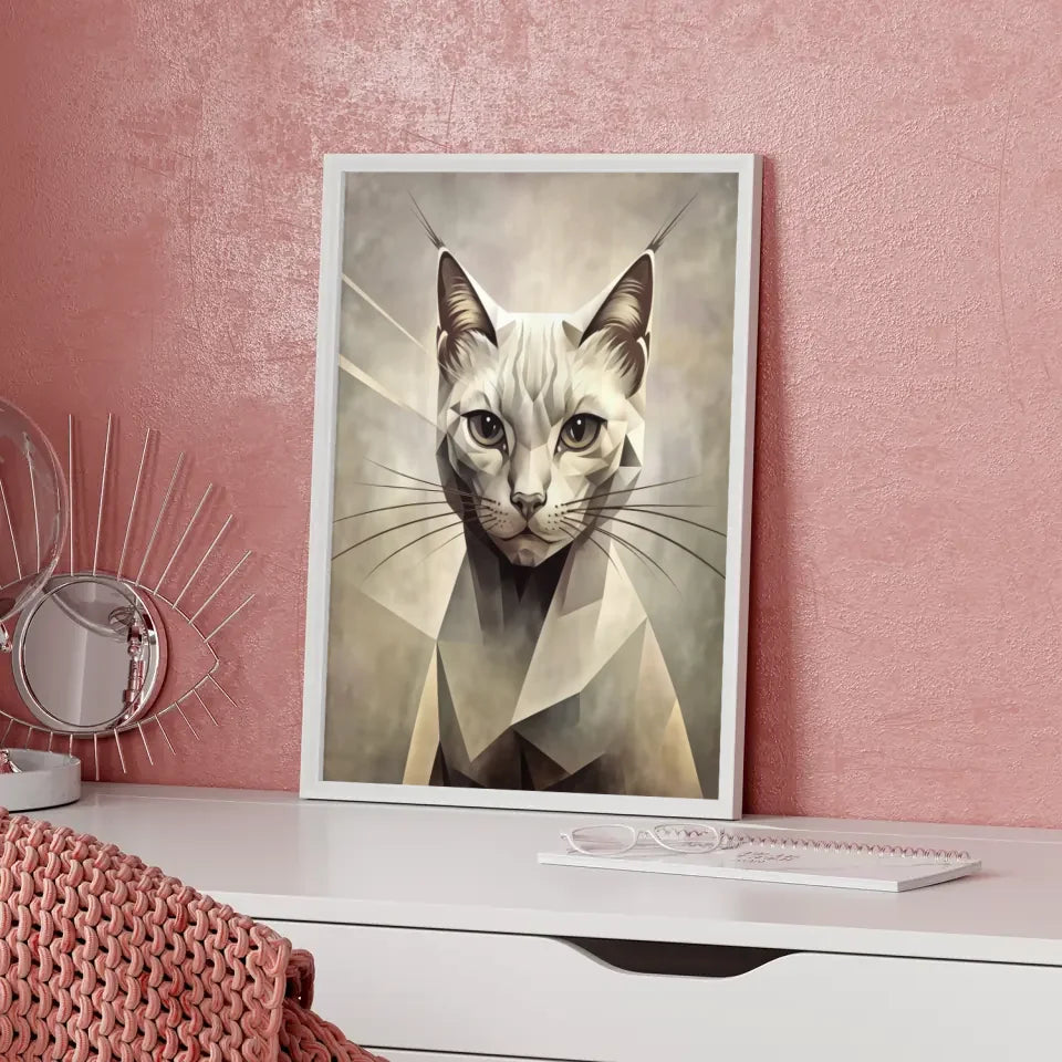 Kreatives Katzenporträt Poster für stilvolle Raumgestaltung