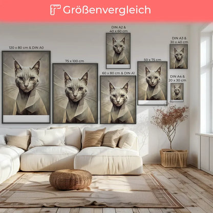 Kreatives Katzenporträt Poster für stilvolle Raumgestaltung