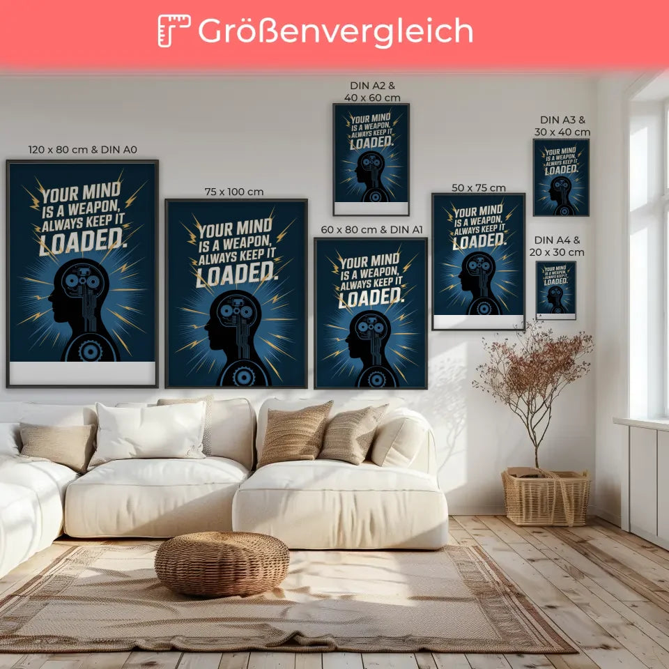 Poster für mentale Stärke mit Zitat und moderner Illustration kaufen