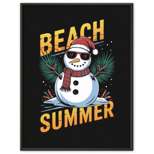 Lustiger Schneemann Poster im Strandlook mit Sonnenbrille und Palmen