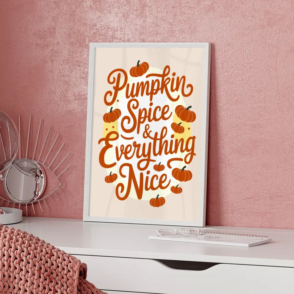 Herbstliche Poster mit Kürbissen und Pumpkin Spice Motiv