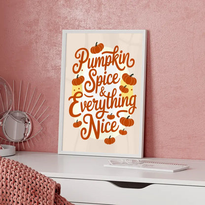 Herbstliche Poster mit Kürbissen und Pumpkin Spice Motiv