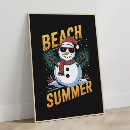 Lustiger Schneemann Poster im Strandlook mit Sonnenbrille und Palmen