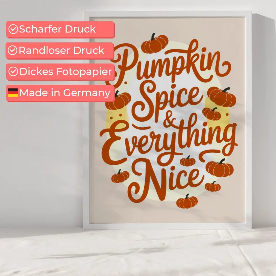 Herbstliche Poster mit Kürbissen und Pumpkin Spice Motiv