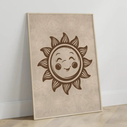 Boho Poster mit Erdkugel in Grün und Rot für ansprechende Wanddekoration