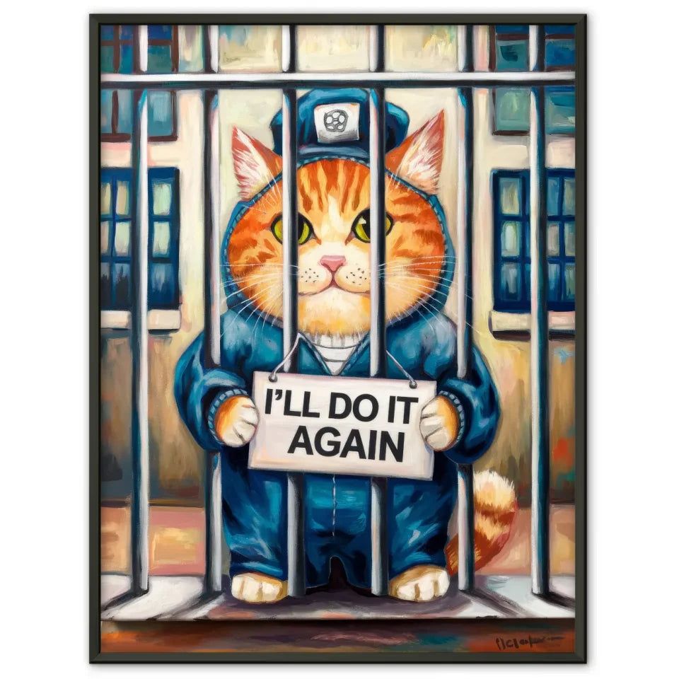 Mystische Feuerkatze Poster in leuchtenden Farben für magisches Ambiente